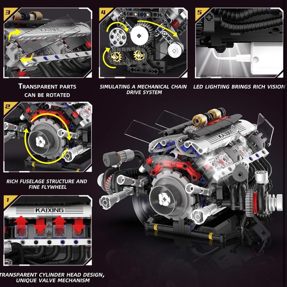 Engine Model Building Kit - Red, Black, Silver - Picture 3 of 6
